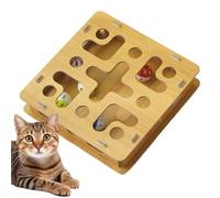 Generisch Cat Nail File Enrichment Box - Wooden Claw Scratcher, Interactive Cat Toy | Bell Attached Durable Wood Build, Indoor Kittens Pet Play Mental Estimulación Furniture Protection Exercise