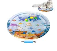 Generisch Cat Water Mat, Sensory Water Bed, Cooling Play Pad, Interactive Floating Fish, Enrichment Activity Toy, Indoor Outdoor Fun, Soft Sturdy Design, Relieves Boredom, Large, Blue
