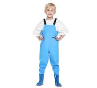 Generisch Catch The Sea - Pantalones de lluvia para niños, traje de agua de arena, pantalones de inicio, zapatos de lluvia, pantalones impermeables con botas, azul celeste, 4-5 años