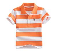 Generisch Categoría de producto Boys Tops | Título del producto Manga corta Camisa a rayas con cierre de botón Moda Cómodo Tejido suave, naranja, 6-7 años