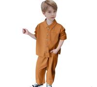 Generisch Categoría de producto Boys Trajes y set Título del producto Niño pequeño Bebé Botón fijo Manga larga Camisa Pantalones Conjunto Ropa Trajes, marrón, 4-5 años