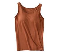 Generisch Categoría de producto: camisetas sin mangas para mujer con sujetador integrado, cuello redondo sin mangas 2024 de algodón acolchado, talla superior, estilo cómodo, Color rojo., XL