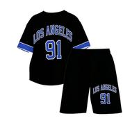 Generisch Categoría de producto Conjuntos y conjuntos de chicas - Conjunto de verano de varias piezas para niña con estampado de letras, pantalones cortos monocromáticos, colección de verano sin