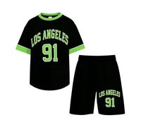 Generisch Categoría de producto Conjuntos y conjuntos de chicas - Conjunto de verano de varias piezas para niña con estampado de letras, pantalones cortos monocromáticos, colección de verano sin