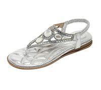 Generisch Categoría de producto Sandalias de mujer | Título del producto Sandalias bohemias Sandalias de playa Chanclas glamorosas Sandalias de tanga para mujer Sandalias planas con pedrería, plata