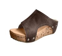 Generisch Categoría de producto Sandalias Mujer | Título del producto Sandalias de cuña con plataforma para mujer con puntera abierta - zapatos elegantes de verano y cómodos ideales para mujer, café