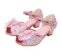 Generisch Categoría de producto Sandalias para niñas - título del producto Sandalias Cerrados Tacones Zapatos de fiesta de boda Lentejuelas arco para niño pequeño, rojo, 33.5 EU