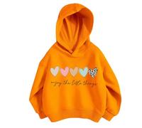 Generisch Categoría de producto Sudaderas y sudaderas - & Camiseta deportiva Casual Print Sudadera con capucha sin bolsillo Adecuado para adolescentes Título del producto, naranja, 7-8 años