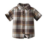 Generisch Categoría de producto Tops de chicos - Camisas a cuadros de manga corta para cárdigan Vestidos para trajes formales para ocasiones especiales Más elegante, marrón, 12-18 meses