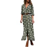 Generisch Categoría de producto Vestido casual para mujer Título del producto Vestido maxi estampado de lunares Vestido largo con botones para mujer Vestido camisero largo, Verde militar., M