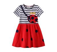 Generisch Categoría de producto Vestidos para niñas: vestido diario con estampado floral Cuello redondo Ajuste holgado Más ligero para primavera a ideal para la escuela y ocio, rojo, 7 años