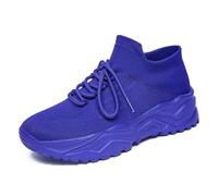 Generisch Categoría de producto Zapatillas deportivas para mujer - Título del producto Zapatillas monocromáticas de moda cuatro estaciones con cordones para mujer, azul, 37 EU