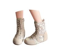 Generisch Categoría de producto Zapatos casuales para mujer | Elegante botín con cordones bajos con tacón interior | Diseño de patchwork para atuendos casuales diarios