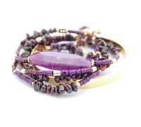 Generisch Catia Levy Milla - Pulsera enroscable chapada en oro, diseño de piedra en color rosa, hecha a mano desde 1998, sin níquel