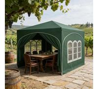 Generisch Cenador de jardín desplegable 3 x 3 m, verde, plegable, protección UV 50+, resistente al agua, con bolsa de transporte, estacas, cuerdas, altura ajustable, para fiestas, pícnics, playa