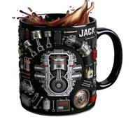 Generisch Ceramic Coffee Mugs - Vintage Mechanical Engine Cup for Car Entusiasts | Drinkware with Anti Slip Handle Grip, Retro Gear Inspired Style & Gift Ready Design for Home Office, Tea Breaks
