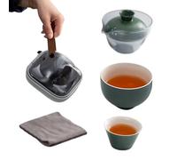 Generisch Ceramic Travel Tea Set, Portable Teapot with 2 Cups Towel, Compact Outdoor Set Camping, Vehicle Travel, Picnics, Gift Adults, Includes Carrying Bag, Elegant Design for Tea Lovers