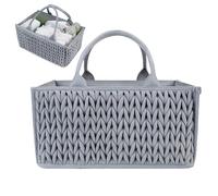 Generisch Cesta de almacenamiento para habitación de los niños, cesta de pañales portátil, organizador de ropa de bebé, cesta de pañales con asas para guardar pañales y toallitas húmedas, L
