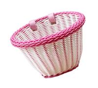 Generisch Cesta de bicicleta para niña | Cesta de mimbre en forma de D | Timbre de bicicleta, serpentinas, pegatinas, juego de accesorios de decoración de bicicleta