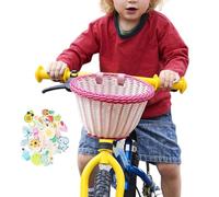 Generisch Cesta de bicicleta para niños, manillar de bicicleta, decoración, cestas delanteras pequeñas de ruedas para niños pequeños, juego de accesorios decorativos para bicicleta