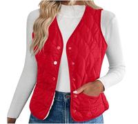 Generisch Chaleco acolchado cálido con forro polar, chaqueta corta sin mangas para mujer, para ropa exterior informal de invierno, cuello en V con forro polar interior, color liso, ideal para vaqueros