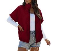 Generisch Chaleco acolchado de invierno con bolsillos frontales con cremallera, ligero, cálido, abrigo sin mangas para climas fríos al aire libre, rojo, S