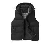 Generisch Chaleco acolchado ligero con capucha para hombre, chaleco de trabajo cargo de color sólido, con bolsillos y capucha, chaleco de invierno de peso pesado, chaleco térmico, cuello alto
