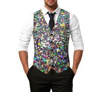 Generisch Chaleco con estampado de festival, chaqueta informal sin mangas para fiestas musicales al aire libre, vacaciones, hombre, moda de transición, chaleco con estampado integral, ropa informal