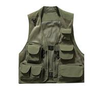 Generisch Chaleco de carga ligero para hombre con bolsillos multifuncionales para trabajo al aire libre, fotografía y viajes, sin mangas, Verde militar., 3XL