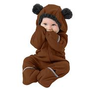 Generisch Chaleco de dibujos animados para bebé con capucha, disfraz de anime (marrón, 3-6 meses)