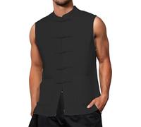 Generisch Chaleco de entrenamiento deportivo para hombre de lino tradicional tangzhuang chino artes marciales taekwondo uniforme camisa deportiva Tang Zhuang Ropa Kung Fu Tai Chi Qi Gong Wushu, Negro