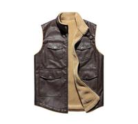 Generisch Chaleco de forro polar para hombre, chaleco cálido de piel para exteriores, chaqueta térmica con bolsillos, cuello alto, sin mangas, chaleco de invierno, chaleco resistente al viento