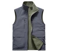 Generisch Chaleco de forro polar para hombre, cuello alto, chaleco de softshell con interior de forro polar, ajuste cómodo, cálido, chaqueta de forro polar sin mangas, con múltiples bolsillos, chaleco