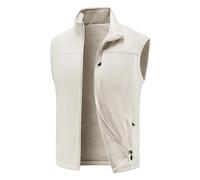 Generisch Chaleco de forro polar para hombre, de gran tamaño, con forro, grueso, para invierno, ropa de trabajo al aire libre, beige, 4XL