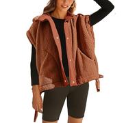 Generisch Chaleco de forro polar para mujer, de gran tamaño, sin mangas, informal, con botones, de forro polar y bolsillos, herrumbre, M-10XL