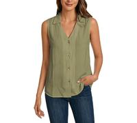 Generisch Chaleco de gasa de verano sin mangas con botones, blusa informal para mujer, holgada, perfecta para viajes, oficina, ocio, citas, fiestas, verde, S