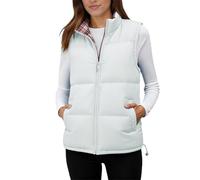 Generisch Chaleco de invierno para mujer, a cuadros, cuello alto, chaleco de doble corte, holgado, monocolor, elegante, de entretiempo, informal, para el tiempo libre, sin mangas, Blanco, XL