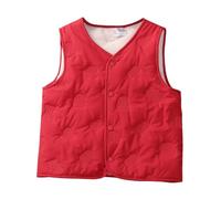 Generisch Chaleco de invierno para niños chaqueta sin mangas acolchada cálida capa interior térmica abrigo grueso para niños pequeños niños al aire libre, rojo, 3-4 años