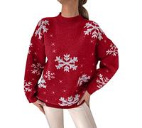 Generisch Chaleco de jogging suéter de punto manga larga cuello redondo estampado suéter prendas de punto diadema mujer azul oscuro, rojo, S