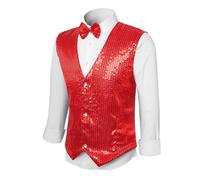 Generisch Chaleco de lentejuelas con diamantes de imitación para fiestas de gala, bodas, eventos nocturnos, para hombre, rojo, XL