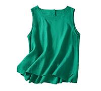 Generisch Chaleco de mujer casual sin mangas suelto y delgado cuello redondo chaleco casual top body mujer neón, verde, XL