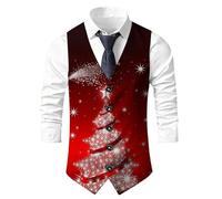 Generisch Chaleco de Navidad para hombre, chaleco de traje de Navidad, chaleco divertido, ajustado, festivo, Navidad, fiesta, Santa Claus, boda, chaleco sin mangas en espiga de Navidad chalecos, 01