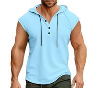 Generisch Chaleco de ocio para hombre deportivo, chaleco de boda para hombre, color beige, azul claro, L
