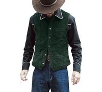 Generisch Chaleco de pana para hombre, estilo vintage, gótico, steampunk, chaleco de una sola fila, chaleco de boda, chaleco ligero, transpirable, traje regional, chaleco vaquero, elegante, para el
