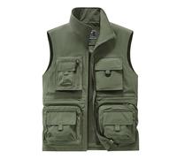 Generisch Chaleco de pesca para hombre, chaleco de trabajo, varios bolsillos, chaleco funcional de verano, ligero, camping, safari, pescador, senderismo, chaleco informal, clásico, chaqueta sin mangas