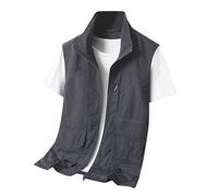 Generisch Chaleco de pesca para hombre, chaleco deportivo ligero, informal, sin mangas, chaleco de caza, chaleco de safari, chaleco multifunción de secado rápido, chaleco softshell, gris, XXL
