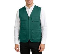 Generisch Chaleco de pesca para hombre con muchos bolsillos, chaleco de trabajo, chaleco de verano, ligero, transpirable, sin mangas, chaleco de safari, fotografía, camping, senderismo, chaleco