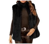 Generisch Chaleco de piel sintética para mujer, chaleco de pelo corto, chaleco de felpa para otoño e invierno, sin mangas, cuello alto, chaleco de piel, chaleco de forro polar, chaqueta de invierno
