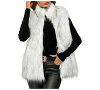 Generisch Chaleco de piel sintética para mujer, chaleco de pelo corto, chaleco de felpa para otoño e invierno, sin mangas, cuello alto, chaleco de piel, chaleco de forro polar, chaqueta de invierno