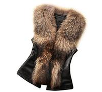 Generisch Chaleco de piel sintética para mujer, chaleco largo sin mangas, chaleco de forro polar sin mangas, chaleco de pelo cálido para invierno, chaleco de felpa fino con botones, abrigo de piel